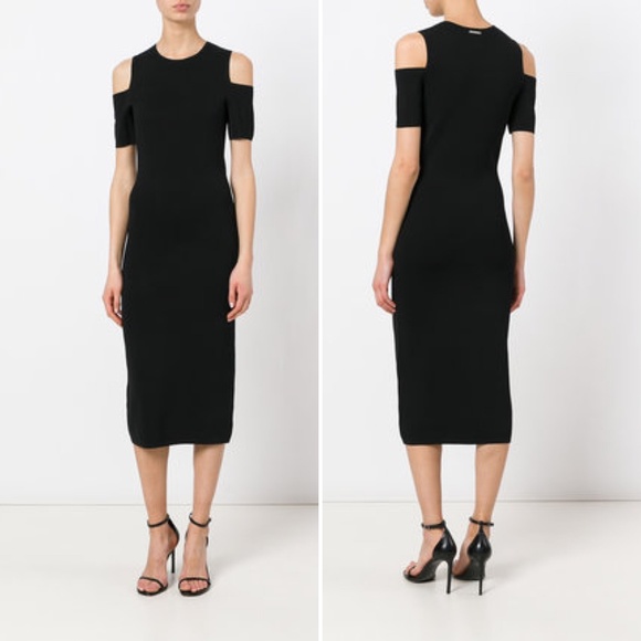 michael kors black midi dress